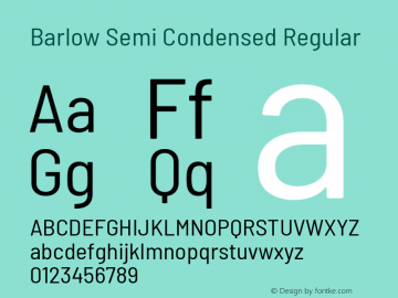 Barlow Semi Condensed Regular Version 1.105 Font Sample