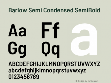 Barlow Semi Condensed SemiBold Version 1.105;PS 001.105;hotconv 1.0.88;makeotf.lib2.5.64775 Font Sample