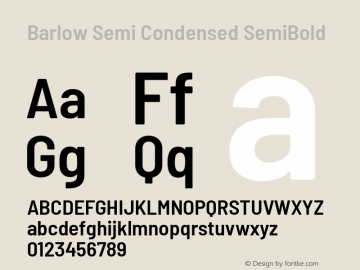 Barlow Semi Condensed SemiBold Version 1.105 Font Sample
