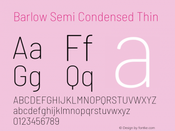 Barlow Semi Condensed Thin Version 1.105 Font Sample