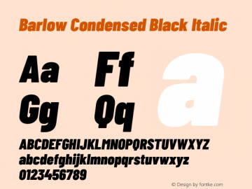 Barlow Condensed Black Italic Version 1.106;PS 001.106;hotconv 1.0.88;makeotf.lib2.5.64775 Font Sample