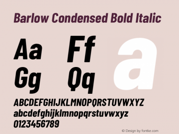 Barlow Condensed Bold Italic Version 1.106;PS 001.106;hotconv 1.0.88;makeotf.lib2.5.64775 Font Sample