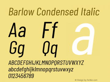 Barlow Condensed Italic Version 1.106 Font Sample