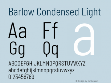 Barlow Condensed Light Version 1.106 Font Sample