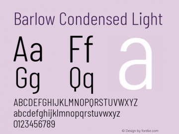 Barlow Condensed Light Version 1.106 Font Sample
