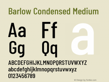 Barlow Condensed Medium Version 1.106 Font Sample