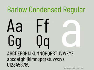 Barlow Condensed Regular Version 1.106;PS 001.106;hotconv 1.0.88;makeotf.lib2.5.64775 Font Sample