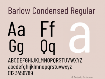 Barlow Condensed Regular Version 1.106 Font Sample