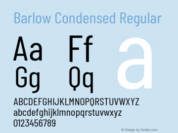 Barlow Condensed Regular Version 1.106 Font Sample