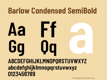 Barlow Condensed SemiBold Version 1.106;PS 001.106;hotconv 1.0.88;makeotf.lib2.5.64775 Font Sample