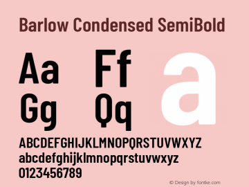 Barlow Condensed SemiBold Version 1.106 Font Sample