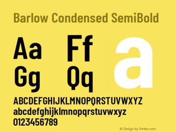 Barlow Condensed SemiBold Version 1.106 Font Sample