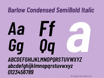 Barlow Condensed SemiBold Italic Version 1.106;PS 001.106;hotconv 1.0.88;makeotf.lib2.5.64775 Font Sample