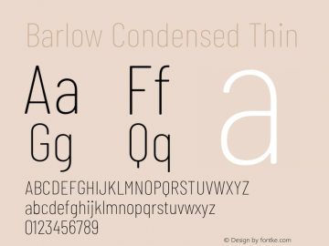 Barlow Condensed Thin Version 1.106;PS 001.106;hotconv 1.0.88;makeotf.lib2.5.64775 Font Sample