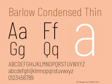 Barlow Condensed Thin Version 1.106 Font Sample