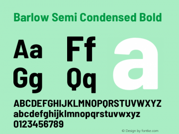 Barlow Semi Condensed Bold Version 1.106;PS 001.106;hotconv 1.0.88;makeotf.lib2.5.64775 Font Sample