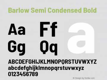 Barlow Semi Condensed Bold Version 1.106 Font Sample