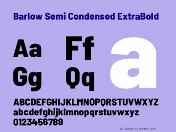 Barlow Semi Condensed ExtraBold Version 1.106;PS 001.106;hotconv 1.0.88;makeotf.lib2.5.64775 Font Sample