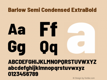 Barlow Semi Condensed ExtraBold Version 1.106 Font Sample