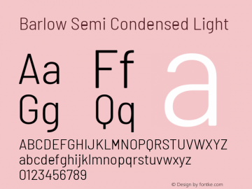 Barlow Semi Condensed Light Version 1.106 Font Sample