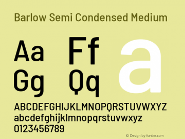 Barlow Semi Condensed Medium Version 1.106 Font Sample