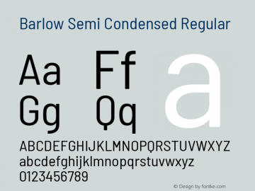 Barlow Semi Condensed Regular Version 1.106 Font Sample