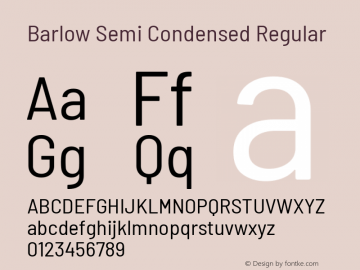 Barlow Semi Condensed Regular Version 1.106 Font Sample