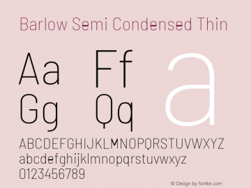 Barlow Semi Condensed Thin Version 1.106 Font Sample