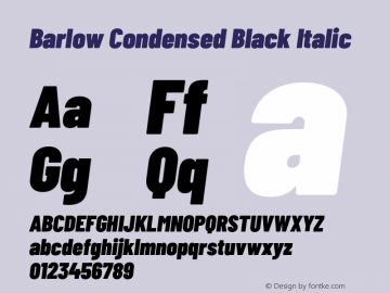 Barlow Condensed Black Italic Version 1.107;PS 001.107;hotconv 1.0.88;makeotf.lib2.5.64775 Font Sample