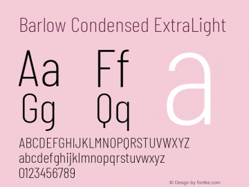 Barlow Condensed ExtraLight Version 1.107 Font Sample