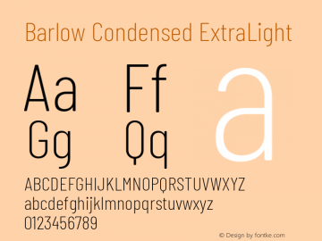Barlow Condensed ExtraLight Version 1.107 Font Sample