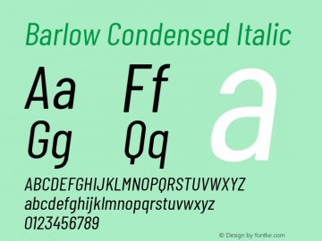 Barlow Condensed Italic Version 1.107 Font Sample