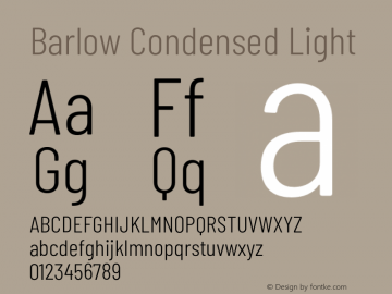 Barlow Condensed Light Version 1.107;PS 001.107;hotconv 1.0.88;makeotf.lib2.5.64775 Font Sample