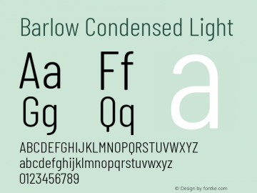 Barlow Condensed Light Version 1.107 Font Sample