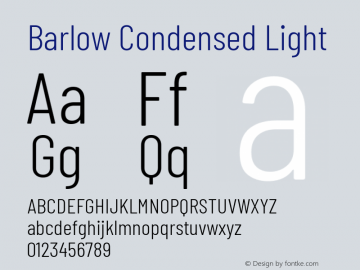 Barlow Condensed Light Version 1.107 Font Sample