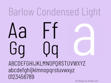 Barlow Condensed Light Version 1.107 Font Sample