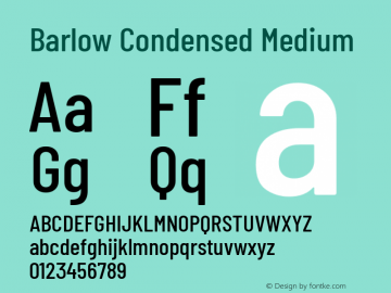 Barlow Condensed Medium Version 1.107 Font Sample