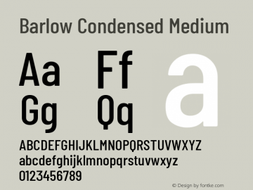 Barlow Condensed Medium Version 1.107 Font Sample