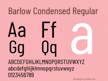 Barlow Condensed Regular Version 1.107 Font Sample