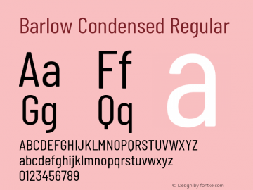 Barlow Condensed Regular Version 1.107 Font Sample