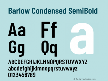 Barlow Condensed SemiBold Version 1.107;PS 001.107;hotconv 1.0.88;makeotf.lib2.5.64775 Font Sample