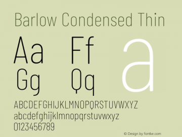 Barlow Condensed Thin Version 1.107;PS 001.107;hotconv 1.0.88;makeotf.lib2.5.64775 Font Sample