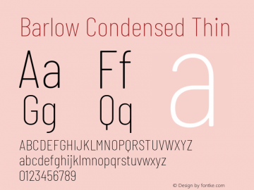Barlow Condensed Thin Version 1.107 Font Sample