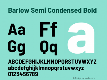 Barlow Semi Condensed Bold Version 1.107 Font Sample