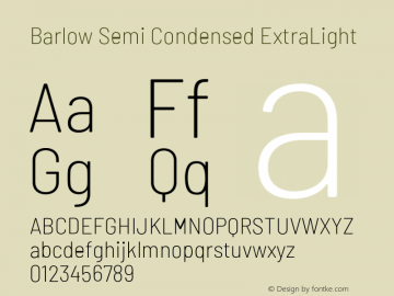 Barlow Semi Condensed ExtraLight Version 1.107;PS 001.107;hotconv 1.0.88;makeotf.lib2.5.64775 Font Sample