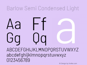 Barlow Semi Condensed Light Version 1.107;PS 001.107;hotconv 1.0.88;makeotf.lib2.5.64775 Font Sample