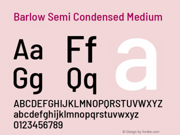 Barlow Semi Condensed Medium Version 1.107 Font Sample