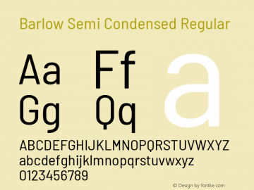 Barlow Semi Condensed Regular Version 1.107 Font Sample