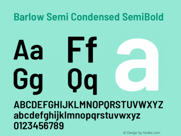 Barlow Semi Condensed SemiBold Version 1.107;PS 001.107;hotconv 1.0.88;makeotf.lib2.5.64775 Font Sample