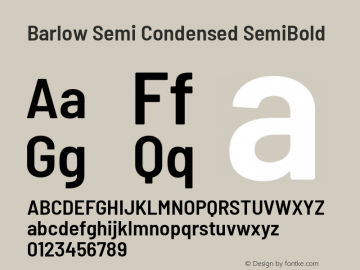 Barlow Semi Condensed SemiBold Version 1.107 Font Sample